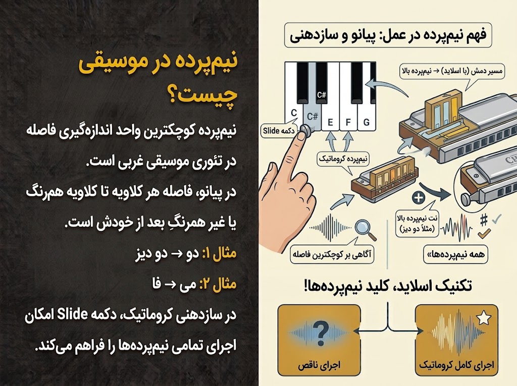 نیم پرده در موسیقی چیست؟