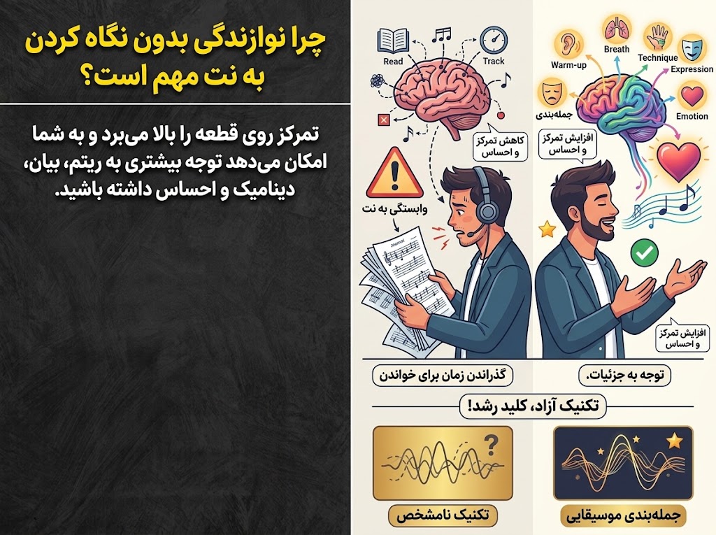 چرا نوازندگی بدون نگاه کردن به نت مهم هست؟