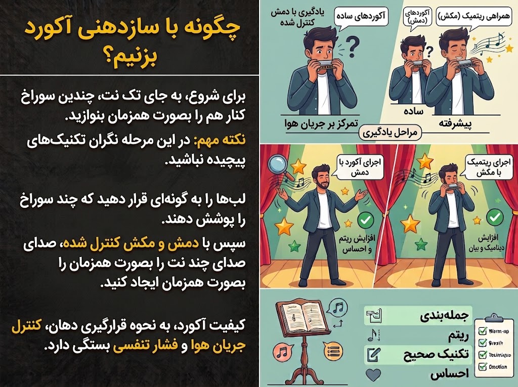 چگونه با سازدهنی آکورد بزنیم؟